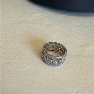 Intricate Sterling Silver Filigree Wide Band Ring size 6